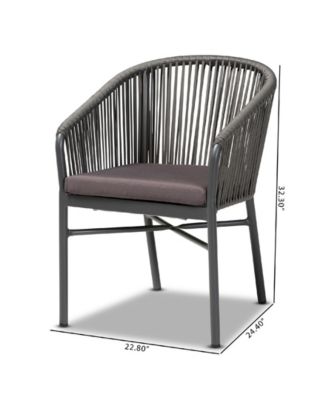 CLOSEOUT Marcus Modern and Contemporary Rope and Metal Outdoor Dining Chair