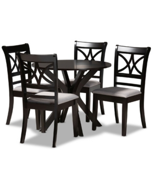 Baxton Studio Julia Modern And Contemporary Fabric Upholstered 5 Piece Dining Set In Gray