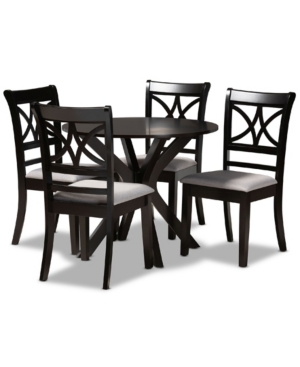 Baxton Studio Elena Modern And Contemporary Fabric Upholstered 5 Piece Dining Set In Gray
