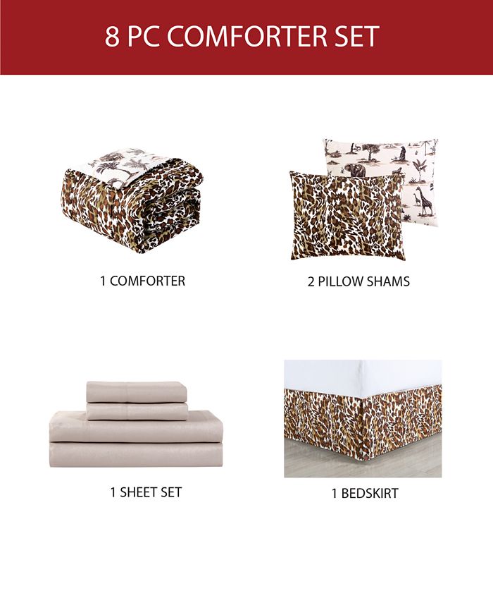 Hallmart Collectibles Safari 8Pc. Reversible AnimalPrint King