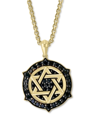 Effy Collection Effy Men's Black Diamond Star Of David Ship's Wheel 22" Pendant Necklace (5/8 Ct. T.w.) In 14k Gold