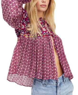Free People - Malia Embellished Printed Babydoll Jacket