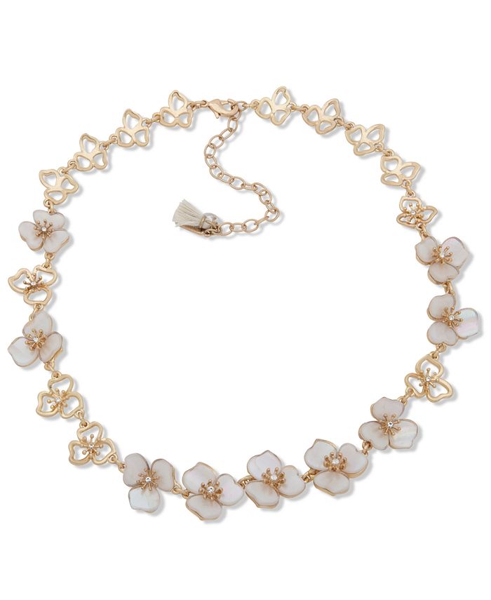 lonna & lilly Gold-Tone Pavé & Mother-of-Pearl Flower Collar Necklace ...