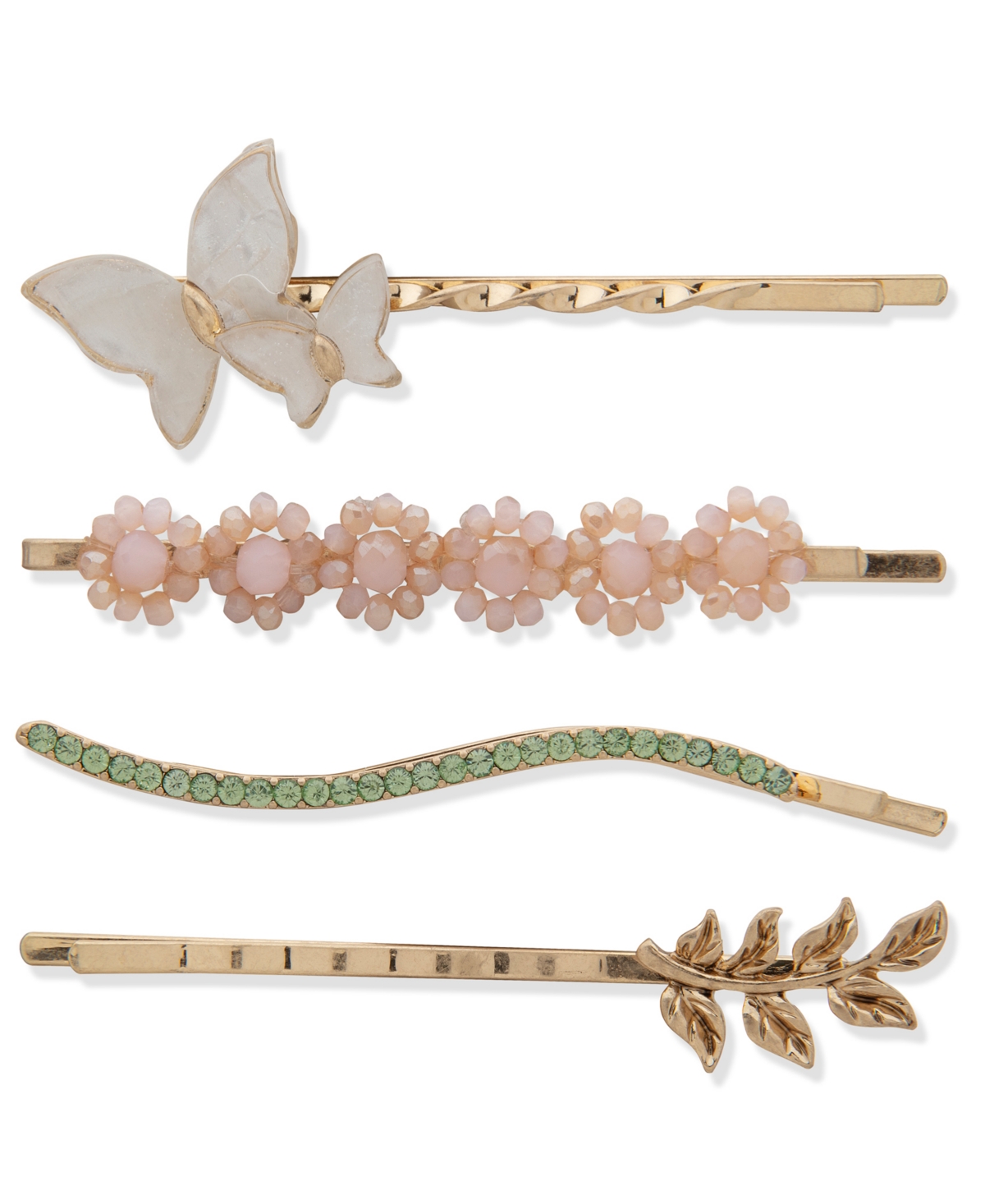 4-Pc. Gold-Tone Crystal & Stone Butterfly Bobby Pin Set - Multi
