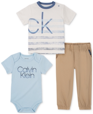 Calvin Klein Baby Boys 3-Pc T-Shirt Bodysuit & Pants Set