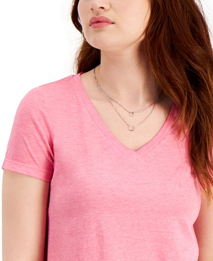 Style & Co Petite Burnout V-Neck T-Shirt, Created for Macy's & Reviews ...