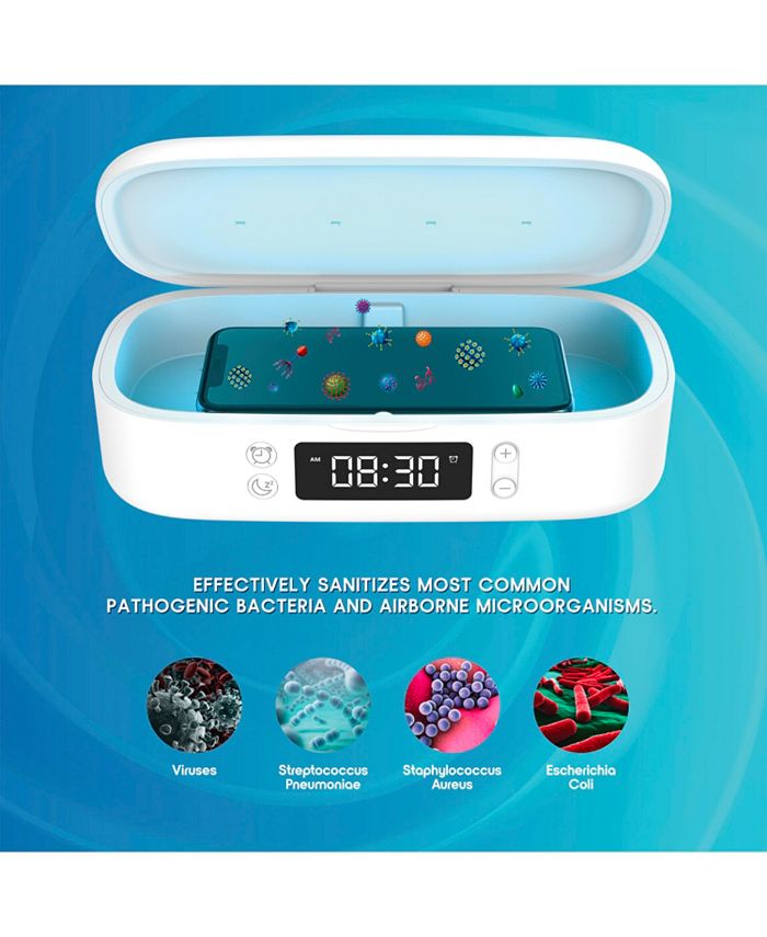 Tzumi Ionuv Sanitizer with Aromatherapy, Clock, and Wireless Charging