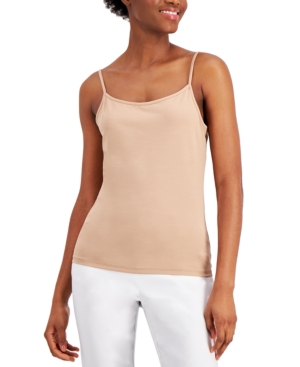 Alfani Women's Scoop-neck Knit Camisole Tank, Created For Macy's In Latte Cafe