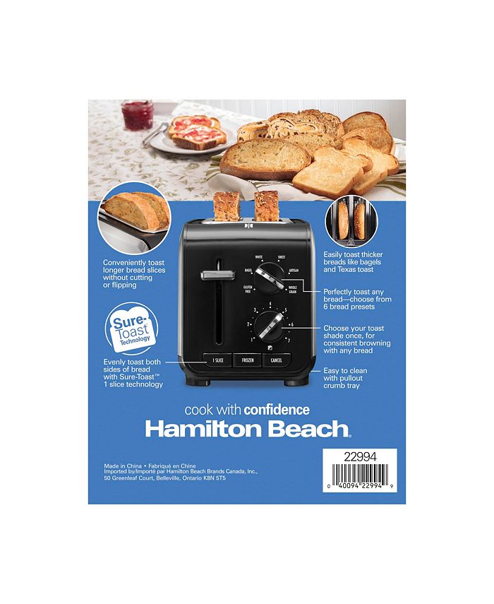 Hamilton Beach ExpertToast 2 Slice Toaster, Adjustable Settings and