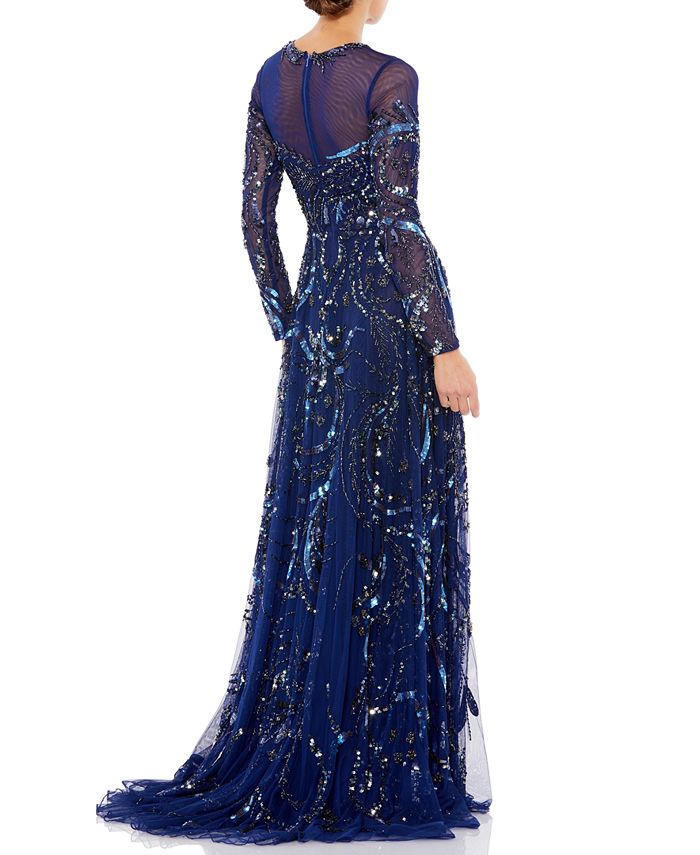 MAC DUGGAL Embellished Mesh A-Line Gown & Reviews - Dresses - Women ...