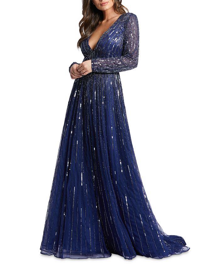MAC DUGGAL Embellished VNeck Gown & Reviews Dresses Women Macy's
