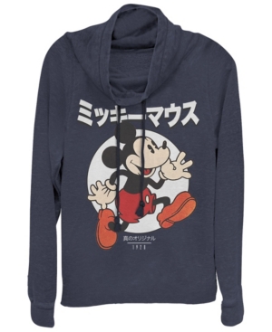 Juniors Disney Mickey Classic Kanji Comic Cowl Neck T-shirt