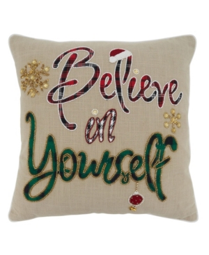 Saro Lifestyle Believe In Yourself Decorative Pillow, 18" X 18" In Natural
