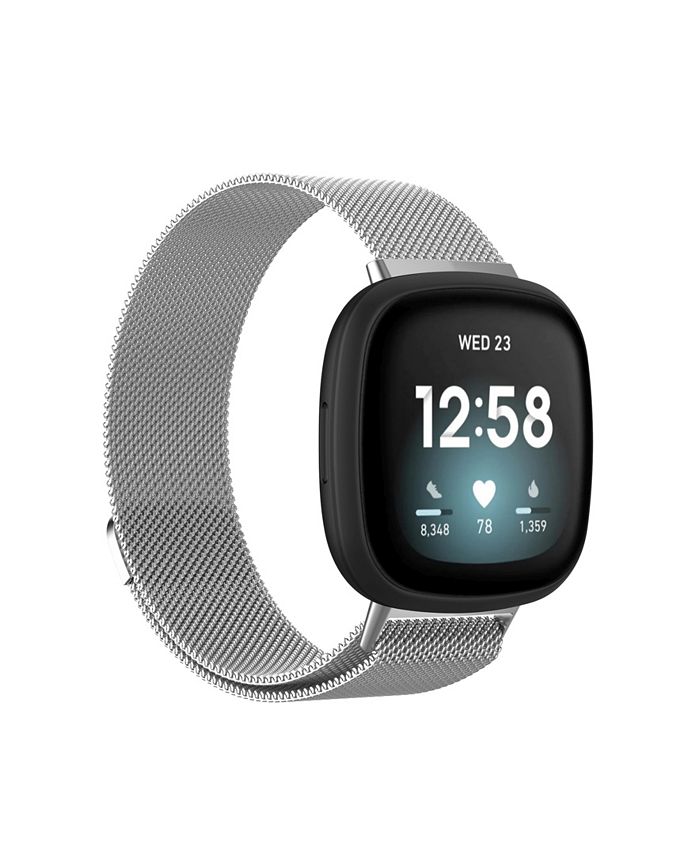 Posh Tech Men's and Women's Silver-Tone Metal Loop Band for Fitbit ...