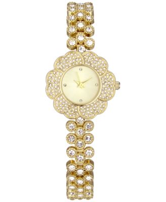 Photo 1 of Women's Crystal Flower Gold-Tone Bracelet Watch 35mm