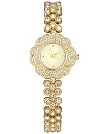 Women's Crystal Flower Gold-Tone Bracelet Watch 35mm