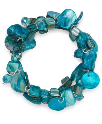 Style & Co - Silver-Tone 3-Pc. Set Shell & Bead Stretch Bracelets