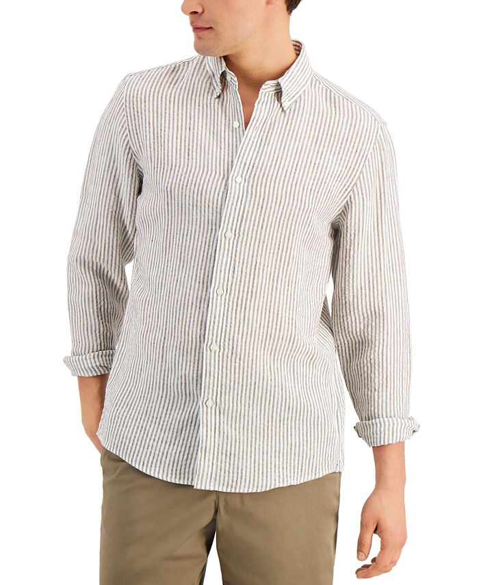 Michael Kors Men's Slim-Fit Seersucker Long Sleeve Shirt - Macy's
