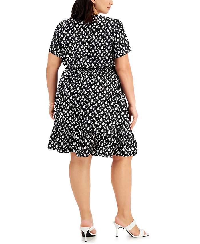 Michael Kors Plus Size Floral-Print Wrap-Style Dress - Macy's