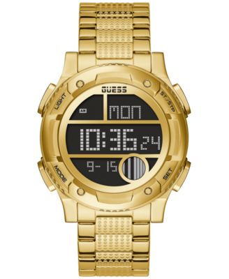 GUESS - Men's Digital Gold-Tone Stainless Steel Bracelet Watch 45mm