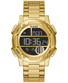 Men's Digital Gold-Tone Stainless Steel Bracelet Watch 45mm