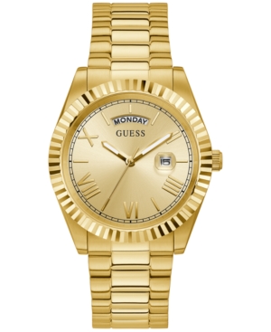 Shop Guess Men's Gold-tone Stainless Steel Bracelet Watch 42mm