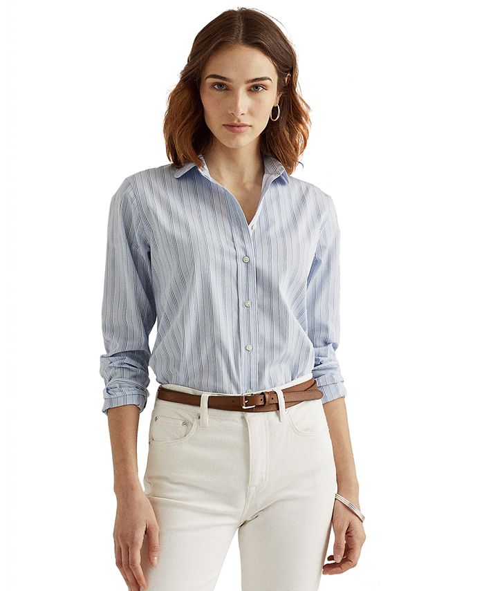 Lauren Ralph Lauren Striped Cotton Broadcloth Shirt & Reviews - Tops ...