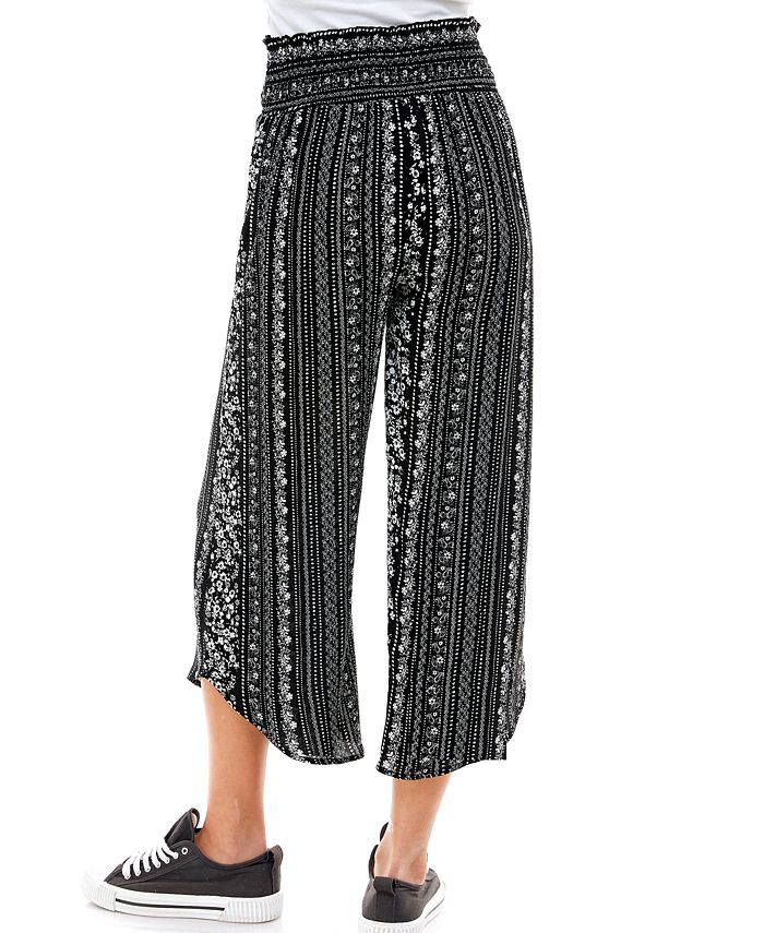 Kingston Grey Juniors' Printed Smocked CurvedHem Crop Pants & Reviews