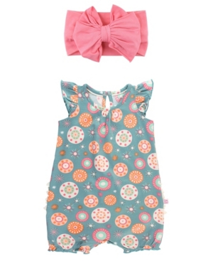 Baby Girls Flutter Romper and Bow Headband Set