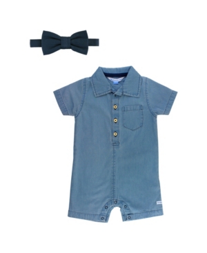 Baby Boys Denim Romper and Bow Tie Set