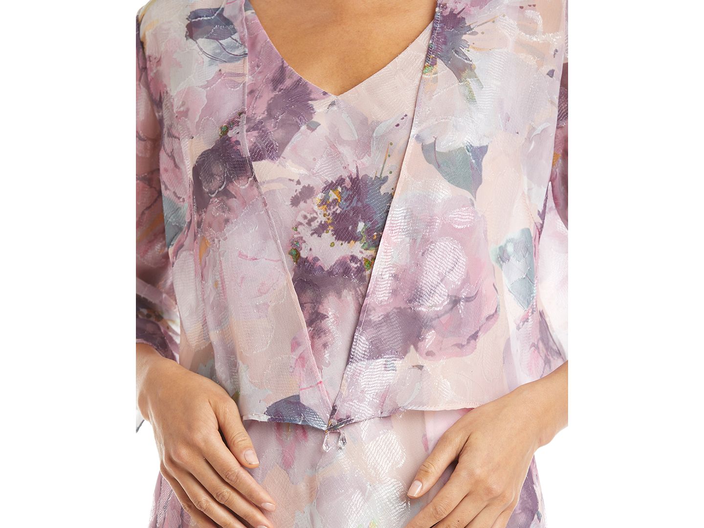 Женские платья R & M Richards 2-Pc. Floral-Print Jacket & Gown Set, цвет: Пудровый с принтом — фото 3