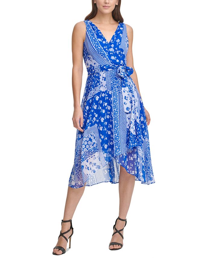 DKNY Sleeveless Faux-Wrap Dress & Reviews - Dresses - Women - Macy's