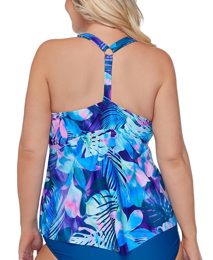 Raisins Curve Trendy Plus Size Vieques Trinadad Printed Tankini Top