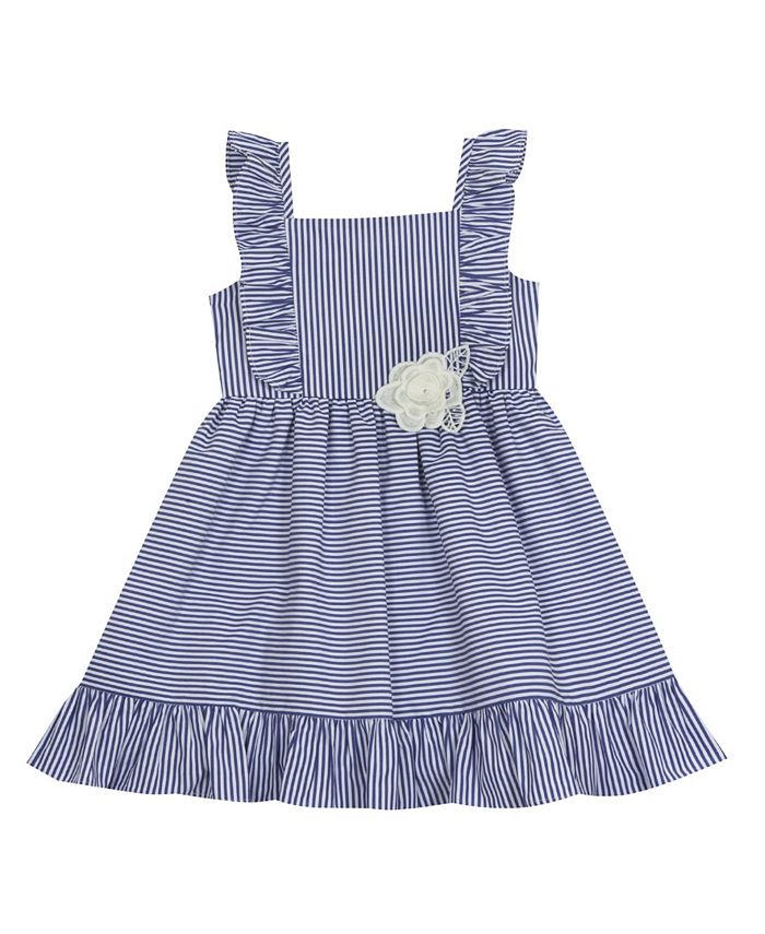 Rare Editions Little Girls Stripe Poplin Dress - Macy's