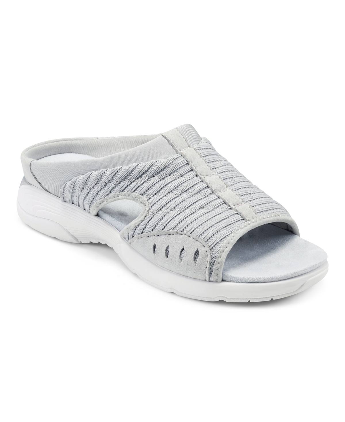 Easy Spirit Traciee 2 Womens Casual Slip On Wedge Sandals In Light Gray