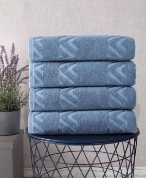 Ozan Premium Home Turkish Cotton Sovrano Collection Luxury Bath Towel Sets, Set Of 4 In Blue
