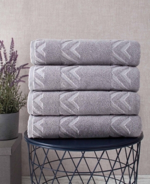 Ozan Premium Home Turkish Cotton Sovrano Collection Luxury Bath Towel Sets, Set Of 4 In Light Gray