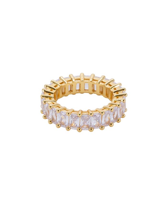 OMA THE LABEL Sadie Ring Rectangular Stone in 18K Gold-Plated Brass ...