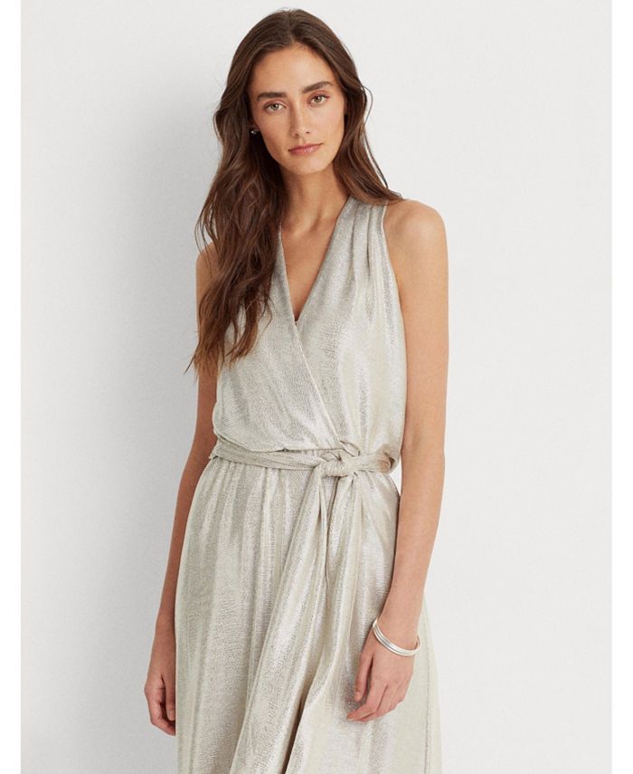 metallic halter gown