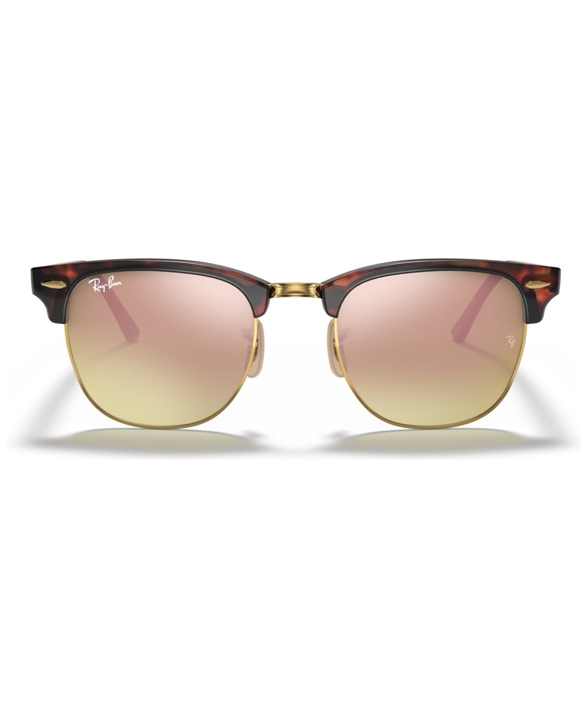 Ray Ban Clubmaster Flash Lenses Gradient Sunglasses Tortoise Frame Copper Lenses 51-21 In Tortoise,copper Gradient Mirror