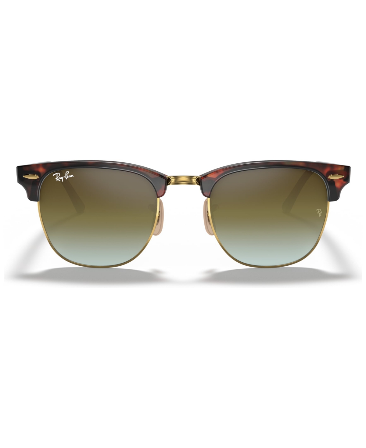 Ray Ban Clubmaster Flash Lenses Gradient Sunglasses Tortoise Frame Green Lenses 49-21 In Tortoise,green Gradient Mirror