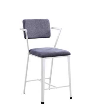 Acme Furniture Cargo Counter Height Chairs, Set Of 2 In Gray Fabric And White