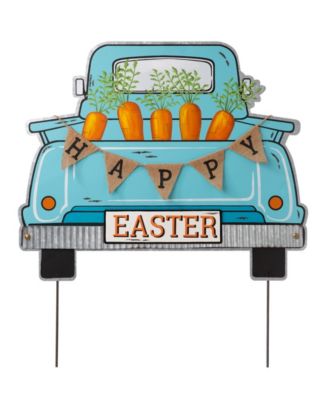 Glitzhome - 26"H Easter Metal Truck Yard Stake or Wall D&eacute;cor or Standing Decor