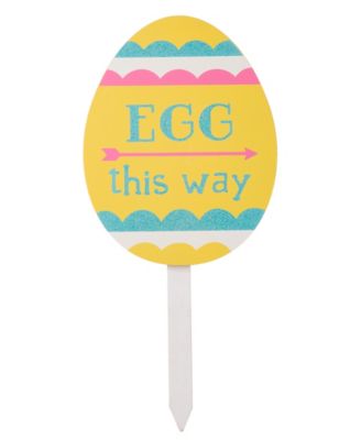 Set of 3 15"H Wooden Easter Egg Yard Stake