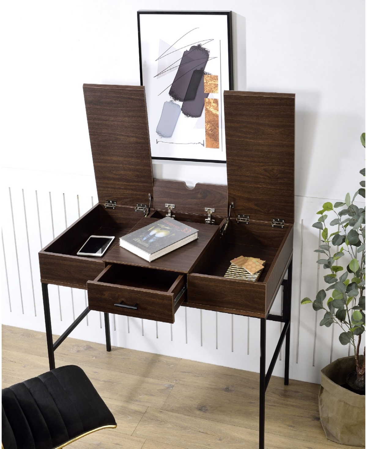 Acme Furniture Verster Writing Desk with Usb Charging Dock - Oak and Black Finish