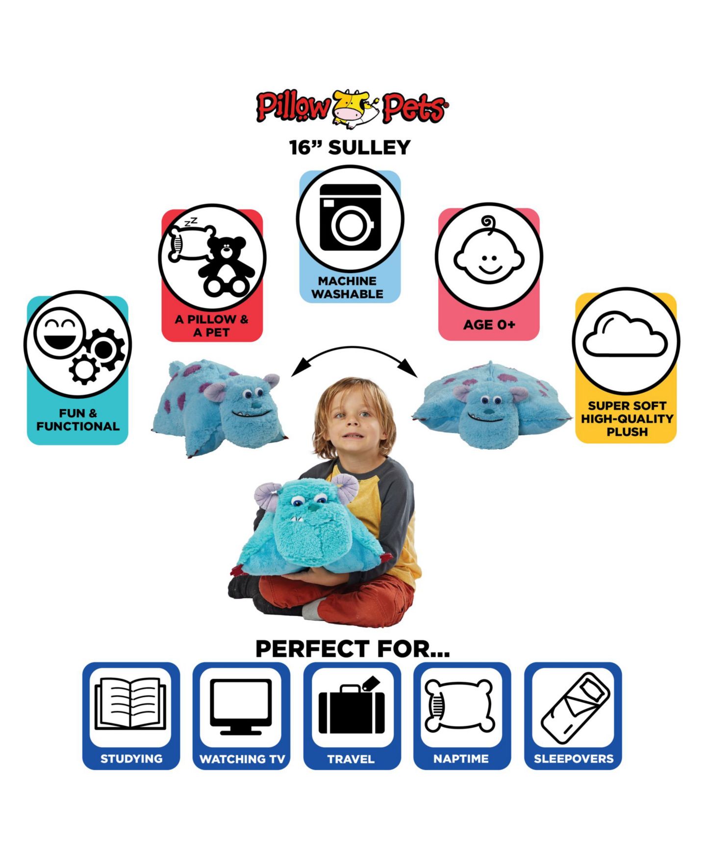 Детская мягкая игрушка Pillow Pets Sulley 16" Plush — фото 3