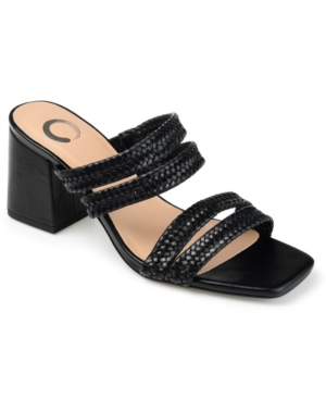 Journee Collection Women's Natia Woven Block Heel Sandals In Black