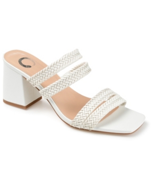 Journee Collection Natia Womens Woven Slip On Slide Sandals In White