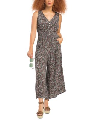 Black Tape Smocked-Waist Cropped 