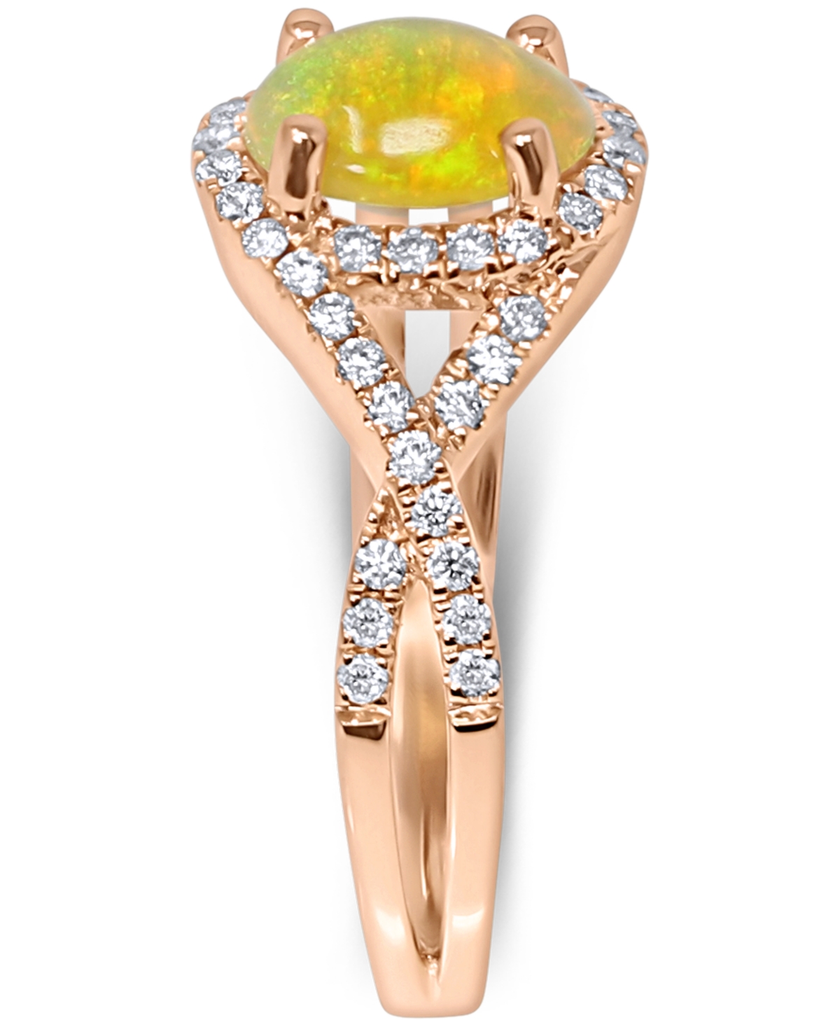 (3/4 ct. t.w.) & Diamond (1/3 ct. t.w.) Openwork Statement Ring in 14k Rose Gold - OPAL